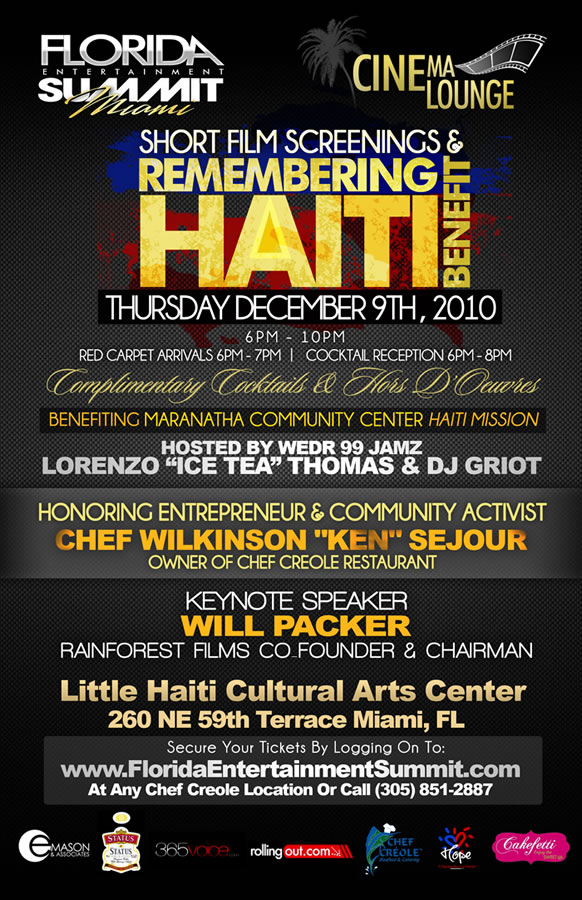 Dec 9, 2010 FILM DAY | The Cinema Lounge & Remembering Haiti Benefit 5:30pm-8pm: Teen Summit Movie Screening The Impact of Media Violence on Youth Panel 