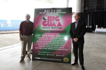 (L-R)  Chuck Pesano, Executive Director Florida State Fair, and Neil Jacobsen, President Live Nation FL, unveil the poster for the Big Guava Music Festival.