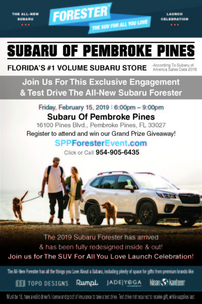 Subaru Of Pembroke Pines >> Subaru Of Pembroke Pines 2019 Forester Launch Event 2 15 19 The Subaru Of Pembroke Pines >> Subaru Of Pembroke Pines 2019 Forester Launch Event 2 15 19 The
