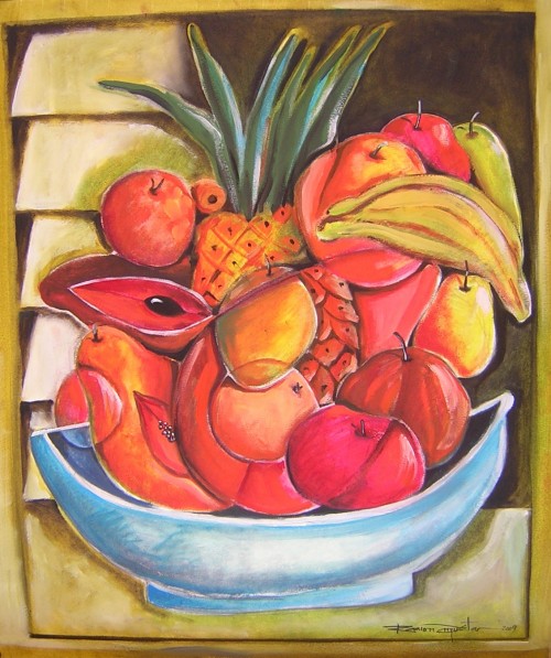 Frutas Cubanas, oil al pastel, 18 x 22