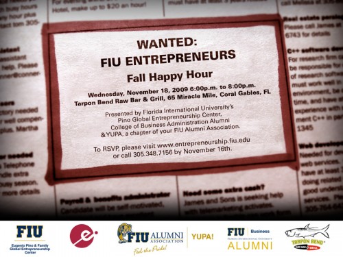 Fall Alumni Entrepreneur Happy Hour invitation