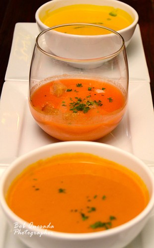 Crema de Langosta, Gazpacho and Crema de Calabaza.