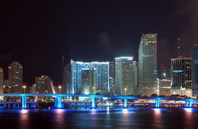 miami downtown skyline detail at night