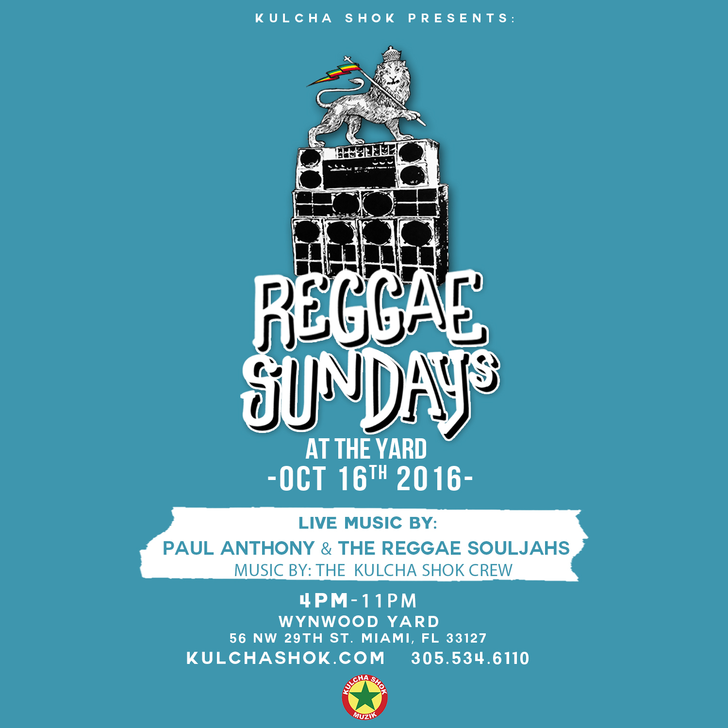 Reggae Sundays featuring Various Live Bands Weekly 10/2/16 10/30/16