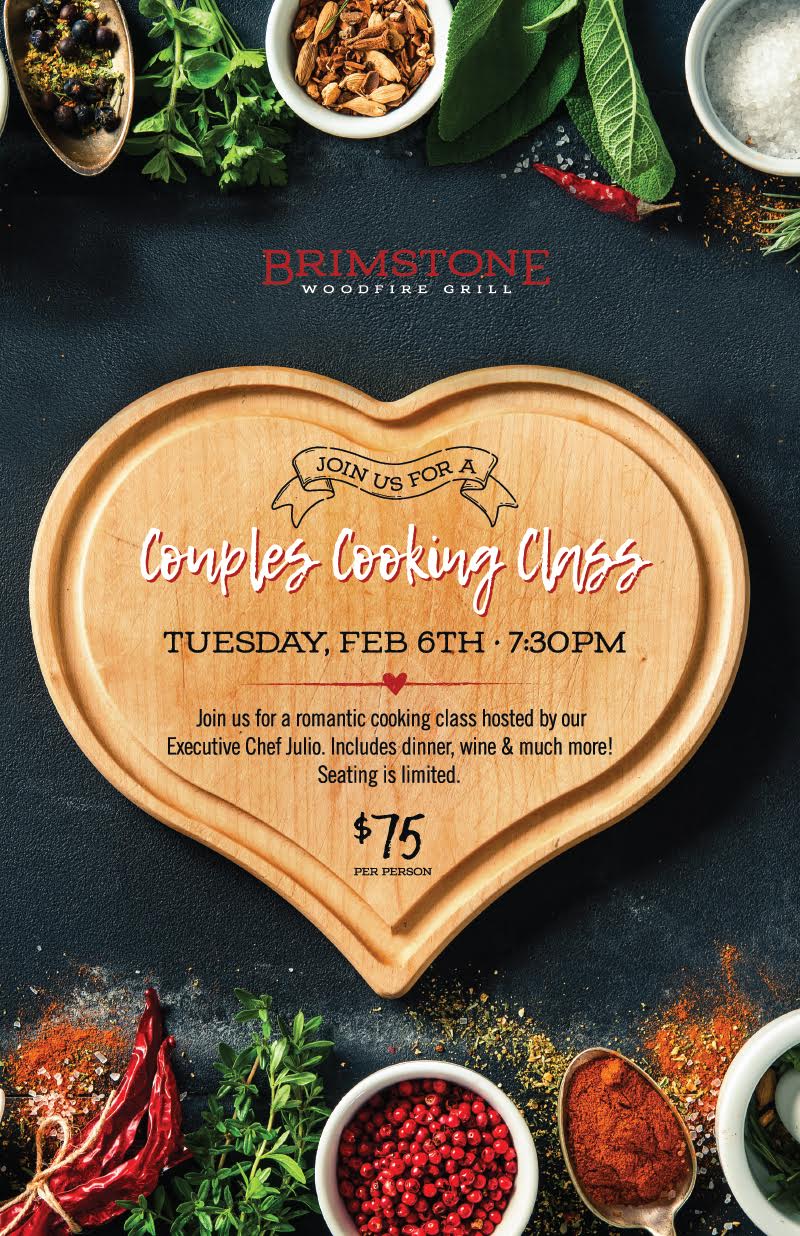 Couples Cooking Class Hosted by Brimstone Woodfire Grill 2/6/18 The