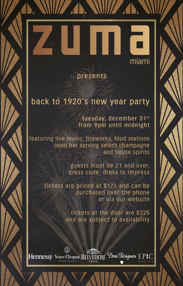 Zuma Miami's Back to 1920's New Year Party 12/31/19 – The Soul Of