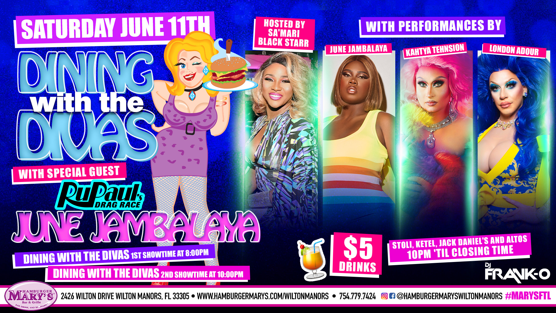 Saturday Drag Dinner & RPDR’s June Jambalaya 6/11/22 The Soul Of Miami